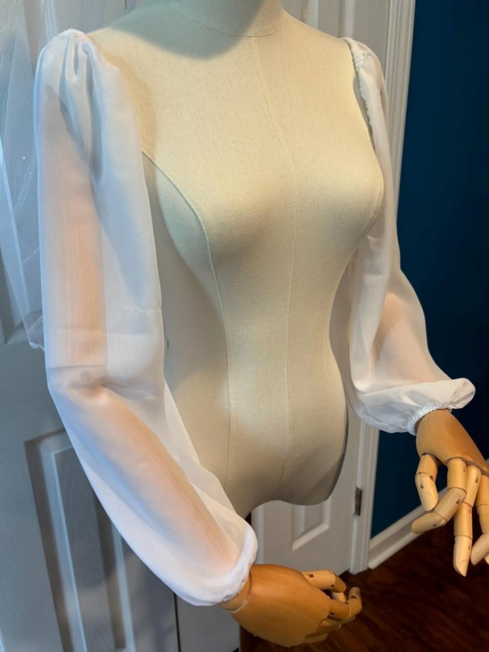 Detachable Chiffon Dress Sleeves White